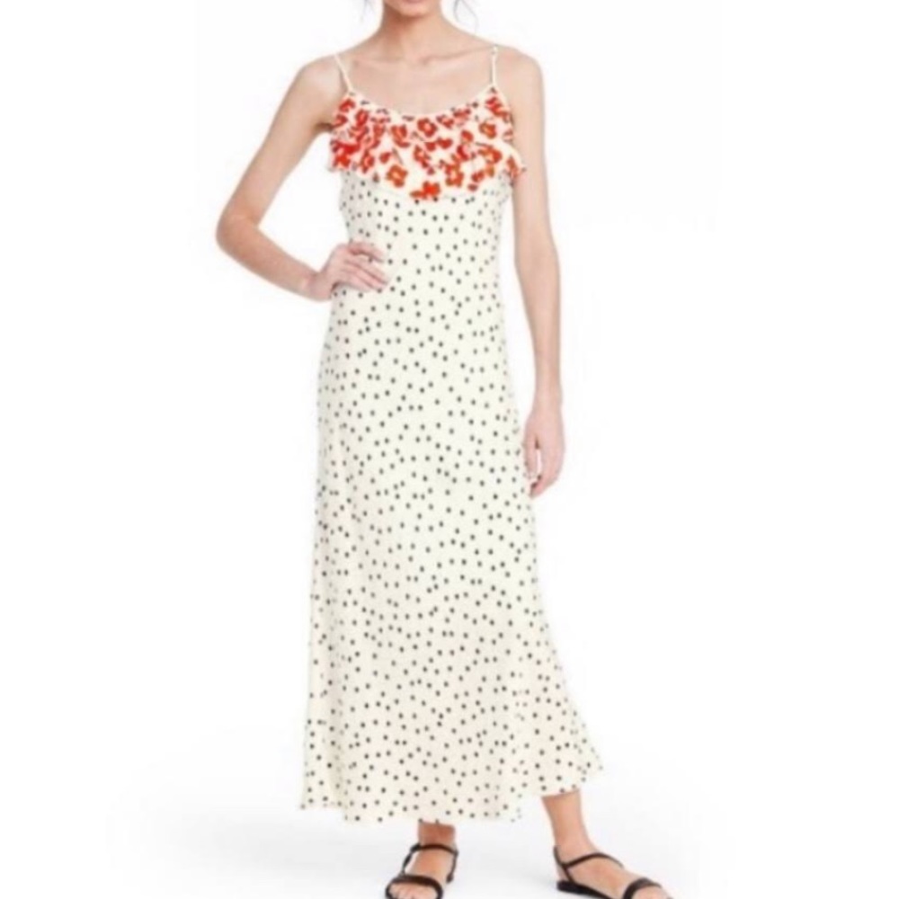 Rixo black and white polka dot dress